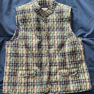 Christopher & Banks Quilted Vest Blue and Green. Worn once or twice.